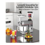 Robx SR50 Döküm Gövde 7 Litre Içli Köfte Hamur Yoğurma Kıyma Çekme Erişte Blender Çıpıcı mixer Set - Görsel 3