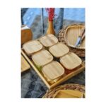 Bambum Duo 400ML 6'lı Bambu Tepsili Bambu Vakumlu Kapaklı Cam Kahvaltılık