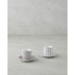 English Home Ashley Porselen 4 Parça 2 Kişilik Kahve Fincan Takımı Siyah-Bordo