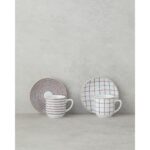 English Home Ashley Porselen 4 Parça 2 Kişilik Kahve Fincan Takımı Siyah-Bordo - Görsel 2