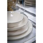 Heda Porselen Hayal Platin Yaldız 24 Parça 6 Kişilik Porselen Yemek Takımı Kırık Beyaz - Görsel 2