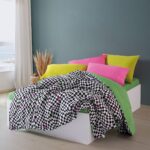 Cozy Home Popping Colors Çift Kişilik Lastikli Çarşaflı Nevresim Takımı Dazzle Yeşil