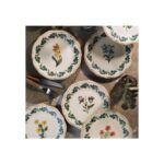 Fecra Mirel 6 Parça Pasta Tabağı Seti Beyaz Porselen Çiçek Desenli 6 Kişilik