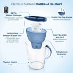 BRITA Marella XL 3x Maxtra Pro All-In-1 Filtreli Su Arıtma Sürahisi - Mavi 3,5 lt - Görsel 5
