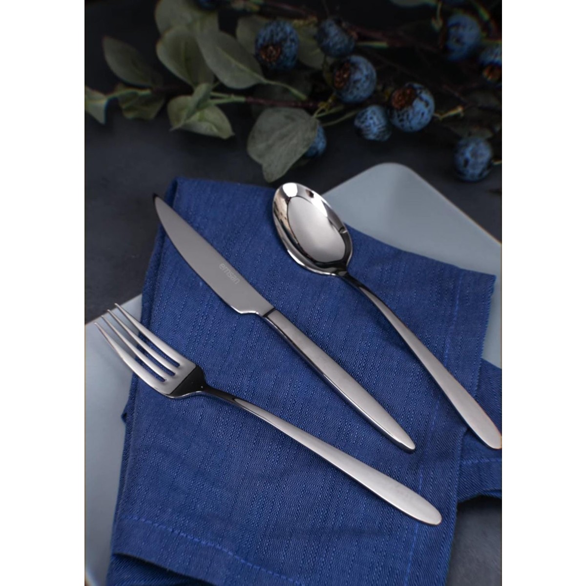 110000751523155.jpg Emsan Akya 30 Parça 6 Kişilik Çatal Kaşık Bıçak Takımı - Görsel 1