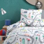 Cote Blanc Route  Pamuk Tek Kişilik Lastikli Çarşaflı Nevresim Takımı