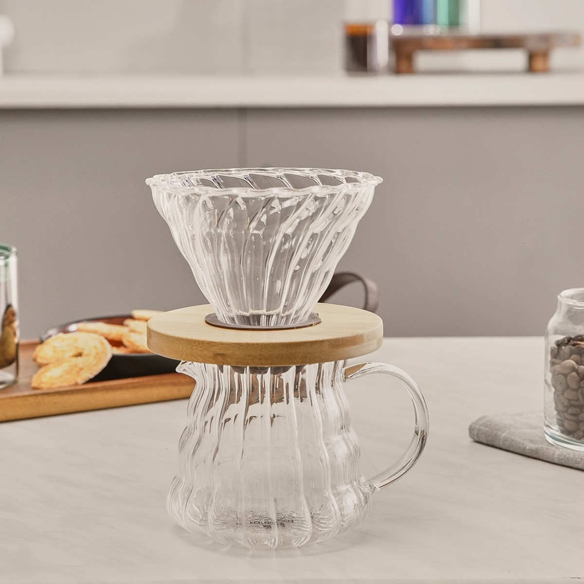 110000760830297.jpg Karaca Cliff Borosilikat Cam Dripper/Filtre Kahve Demleme Ekipmanı 400 ml - Görsel 1