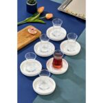 Cooker Lüks Porselen Desenli 6 Lı Çay Tabağı Bardak Altı - Görsel 5