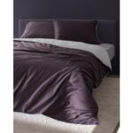 Madame Coco Verne Çift Kişilik %100 Pamuk 208 Tc Baskılı Saten Nevresim Takımı - Mürdüm/beyaz - Görsel 2