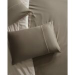 Madame Coco Danton Çift Kişilik Saten %100 Pamuk Biyeli Düz Boya Nevresim Takımı - Vizon/taş - Görsel 4