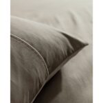 Madame Coco Danton Çift Kişilik Saten %100 Pamuk Biyeli Düz Boya Nevresim Takımı - Vizon/taş - Görsel 5