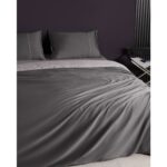 Madame Coco Danton Çift Kişilik Saten %100 Pamuk Biyeli Düz Boya Nevresim Takımı - Antrasit/gri - Görsel 3