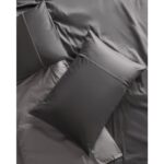 Madame Coco Danton Çift Kişilik Saten %100 Pamuk Biyeli Düz Boya Nevresim Takımı - Antrasit/gri - Görsel 4