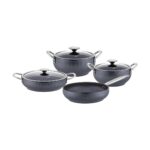 Fms G5018 Mercan 7 Parça Granit Tencere Seti Gri