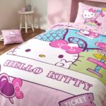 Taç Lisanslı Hello Kitty Travel Pamuk Tek Kişilik Nevresim Takımı - Görsel 2