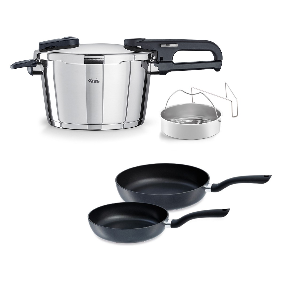 110000767655530.jpg Fissler Vitaquick Edition 4,5 Litre Düdüklü Tencere + Tava Set - Görsel 1
