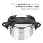 Tekno Trust Silver Matik Paslanmaz Çelik 5 Litre Düdüklü Tencere - Görsel 4