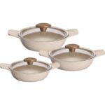 Thermoad Döküm Saplı Güveç Sahan Set | 6 Parça | Vizon |18cm-20cm-22cm - Görsel 5