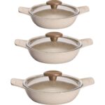 Thermoad Döküm Saplı Güveç Sahan Set | 6 Parça | Vizon |18cm-20cm-22cm - Görsel 4