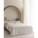 Madame Coco Manon Çift Kişilik %100 Pamuk Ranforce Düz Nevresim - Ekru