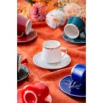 Acar Milla 6 Kişilik Renkli Porselen Kahve Fincanı Takımı – 90 ml
