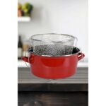 PR Home Emaye Cam Kapaklı Kızartma Tenceresi 24 cm Kırmızı - Görsel 2