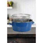 PR Home Emaye Cam Kapaklı Kızartma Tenceresi 24 cm Mavi - Görsel 2