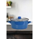 PR Home Emaye Cam Kapaklı Kızartma Tenceresi 24 cm Mavi - Görsel 3