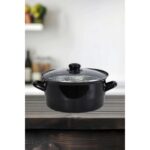 PR Home  Emaye Cam Kapaklı Kızartma Tenceresi 22 cm Siyah - Görsel 3