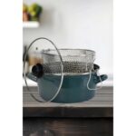 PR Home Emaye Cam Kapaklı Kızartma Tenceresi 24 cm Petrol Yeşili
