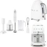 Smeg Beyaz Kettle-Filtre Kahve Makinesi ve El Blender Seti