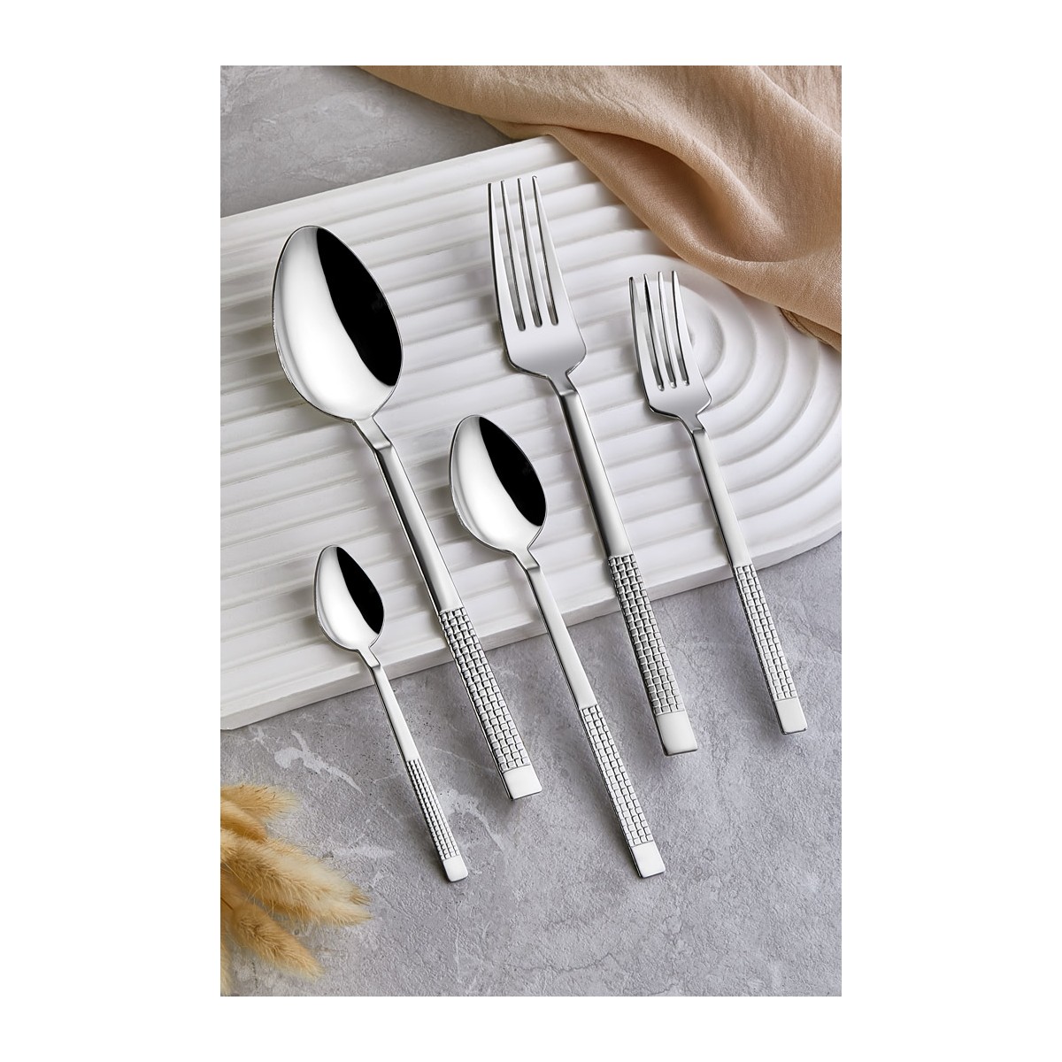 110000783722360.jpg Zagori Efe 60 Parça 12 Kişilik Paslanmaz Çelik Çatal Kaşık Takımı - Görsel 1