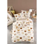 Tabu Home Ranforce Ayıcıklı Kalpli Tek Kişilik Nevresim Seti