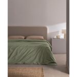Madame Coco Manon Çift Kişilik Pamuk Ranforce Düz Nevresim  Yeşil