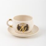 Bsk Ceramics Handmade Harfli Melek Çay Fincanı Siyah N Harfi