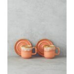 English Home Alicent Seramik 4 Parça 2 Kişilik Double Kahve Fincan Takımı 150 ml Açık Turuncu - Görsel 2