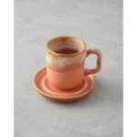 English Home Alicent Seramik 4 Parça 2 Kişilik Double Kahve Fincan Takımı 150 ml Açık Turuncu - Görsel 3
