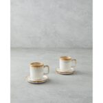 English Home Alicent Seramik 4 Parça 2 Kişilik Double Kahve Fincan Takımı 150 ml Krem
