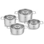 Fissler Pure Collection 8 Parça Cam Kapak Çelik Tencere Seti