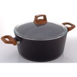 Bonera Vogue 20cm Ahşap Kulp Detaylı Granit Tekli Derin Tencere