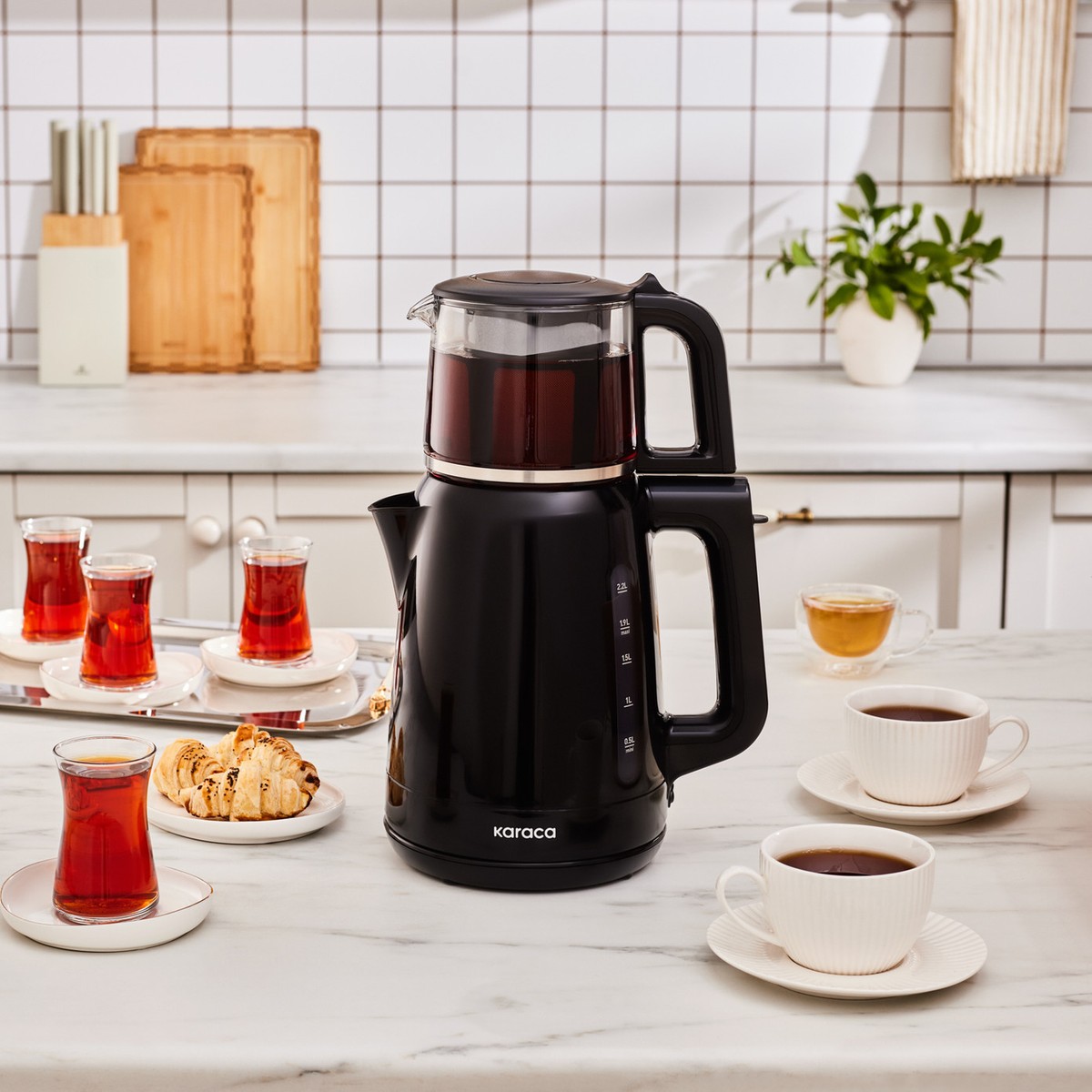 110000795958394.jpg Karaca Mega Tea 1501 Cam Çay Makinesi Black 1500 W - Görsel 1