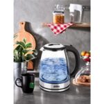 Sinbo 1,8 Litre Cam Su Isıtıcı - Paslanmaz Çelik Gizli Rezistans, Otomatik Kapanma Özelliği, Mavi LED Işıklı, Enerji Tasarruflu