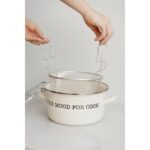 Dekorz Dükkan Mood Emaye Kızartma Tenceresi (Krem Renk)