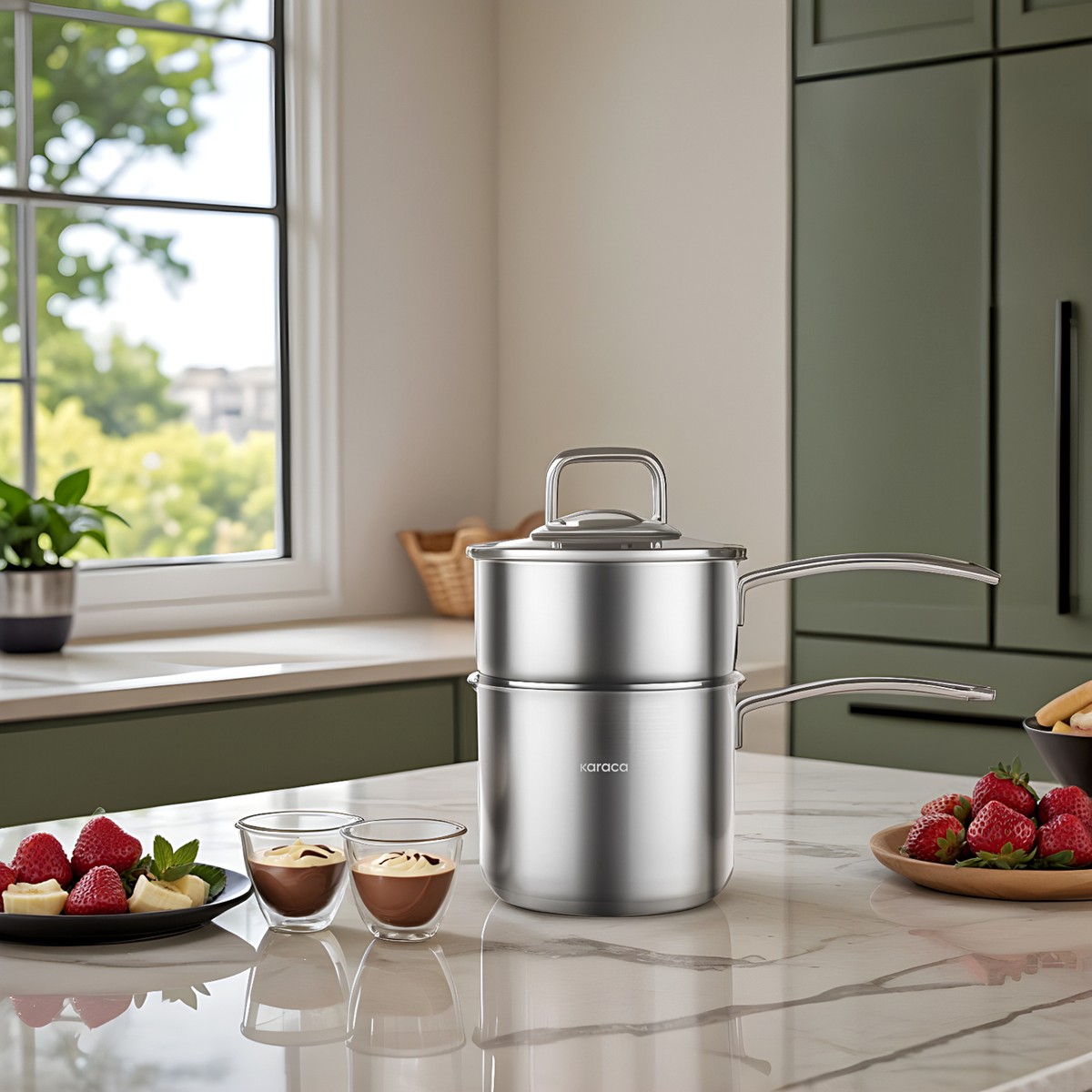 110000797526740.jpg Karaca Fondü Indüksiyon Tabanlı Çelik Tencere Seti 14 cm - Görsel 1