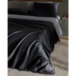 Madame Coco Vachel Tek Kişilik %100 Pamuk Baskılı Saten Nevresim Takımı - Antrasit - Görsel 2