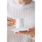 Acar Lena 6 Kişilik Beyaz Kahve Fincanı Takımı - 90 ml - Görsel 2
