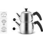 Karaca Paslanmaz Çelik İndüksiyon Tabanlı Siyah Mini Çaydanlık 0,65 L Demlik 1,1 L Su Haznesi - Görsel 4