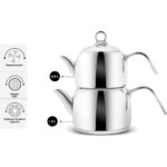 Karaca Mini Çaydanlık Seti 0,8+1,2 L Paslanmaz Çelik İndüksiyon Tabanlı Gri Renk Bulaşık Makinesinde Yıkanabilir - Görsel 3