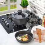 Miapadella 3 Parça Granit Döküm Tencere Seti Siyah