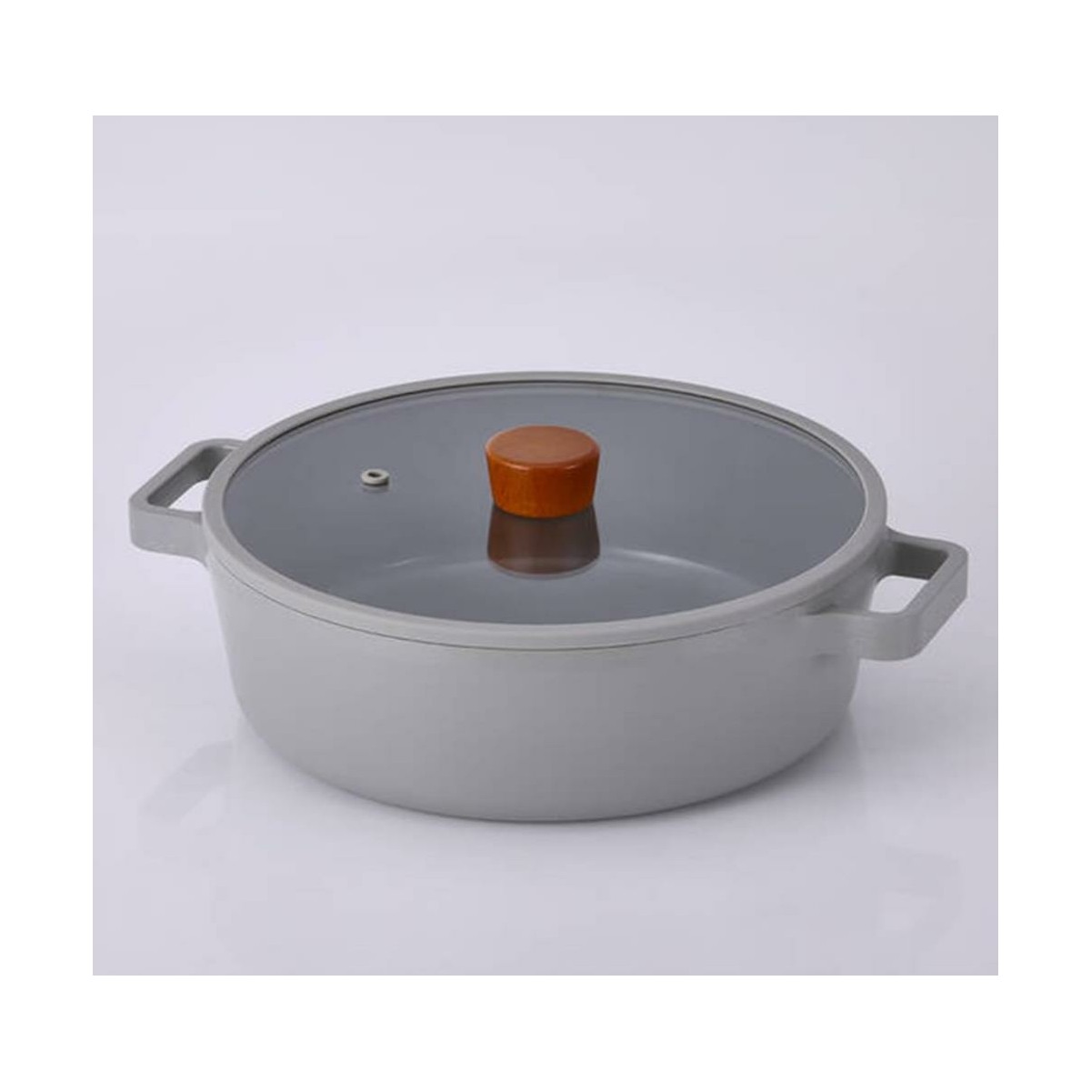 110000801818348.jpg Neoflam Fika Alüminyum Döküm 30 cm Gri Sığ Tencere - Görsel 1